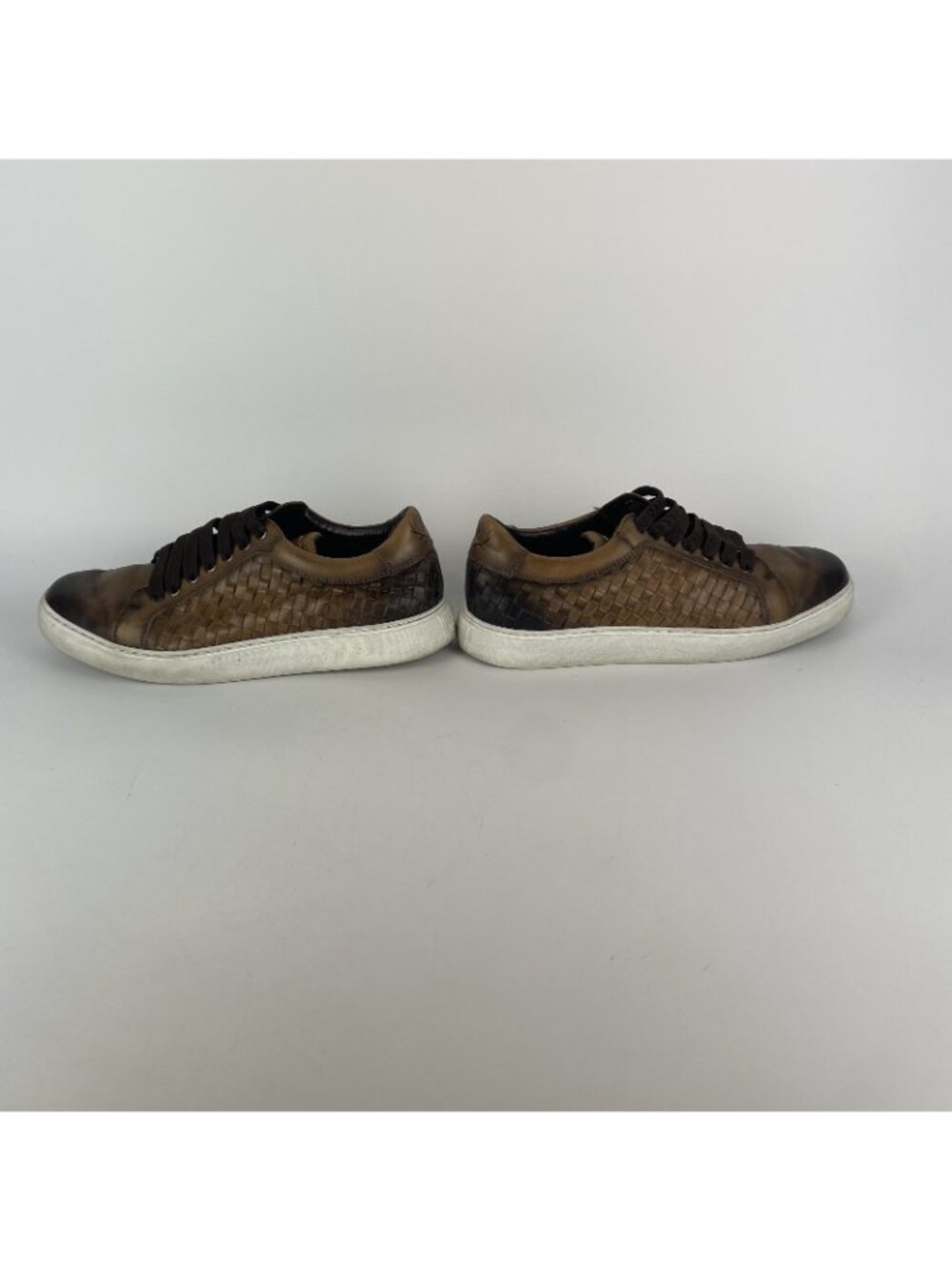 Martin Dingman Luxe Calfskin Leather Sneakers – Men’s 8.5M Brown Woven Style - Picture 5 of 6